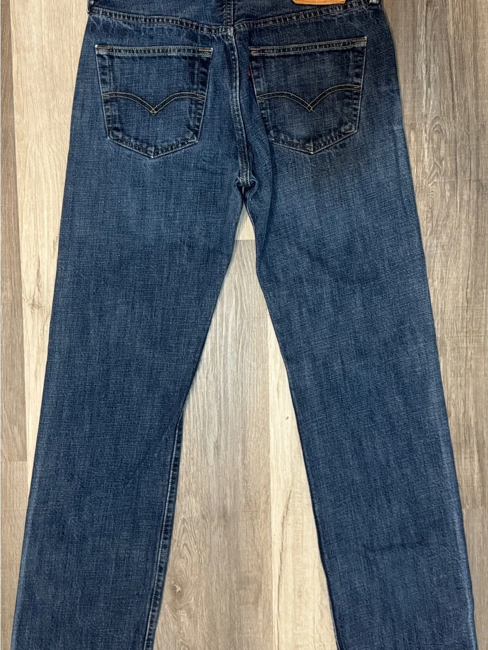 Levi's 501 Men's Dark Blue Button Fly Straight-Leg Denim Jeans Y2K 33x34